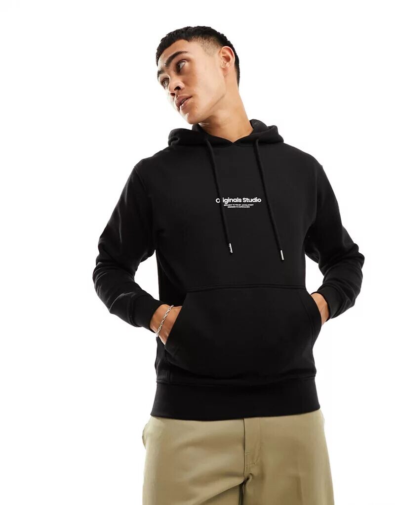 

Черная толстовка оверсайз с логотипом Originals Jack & Jones