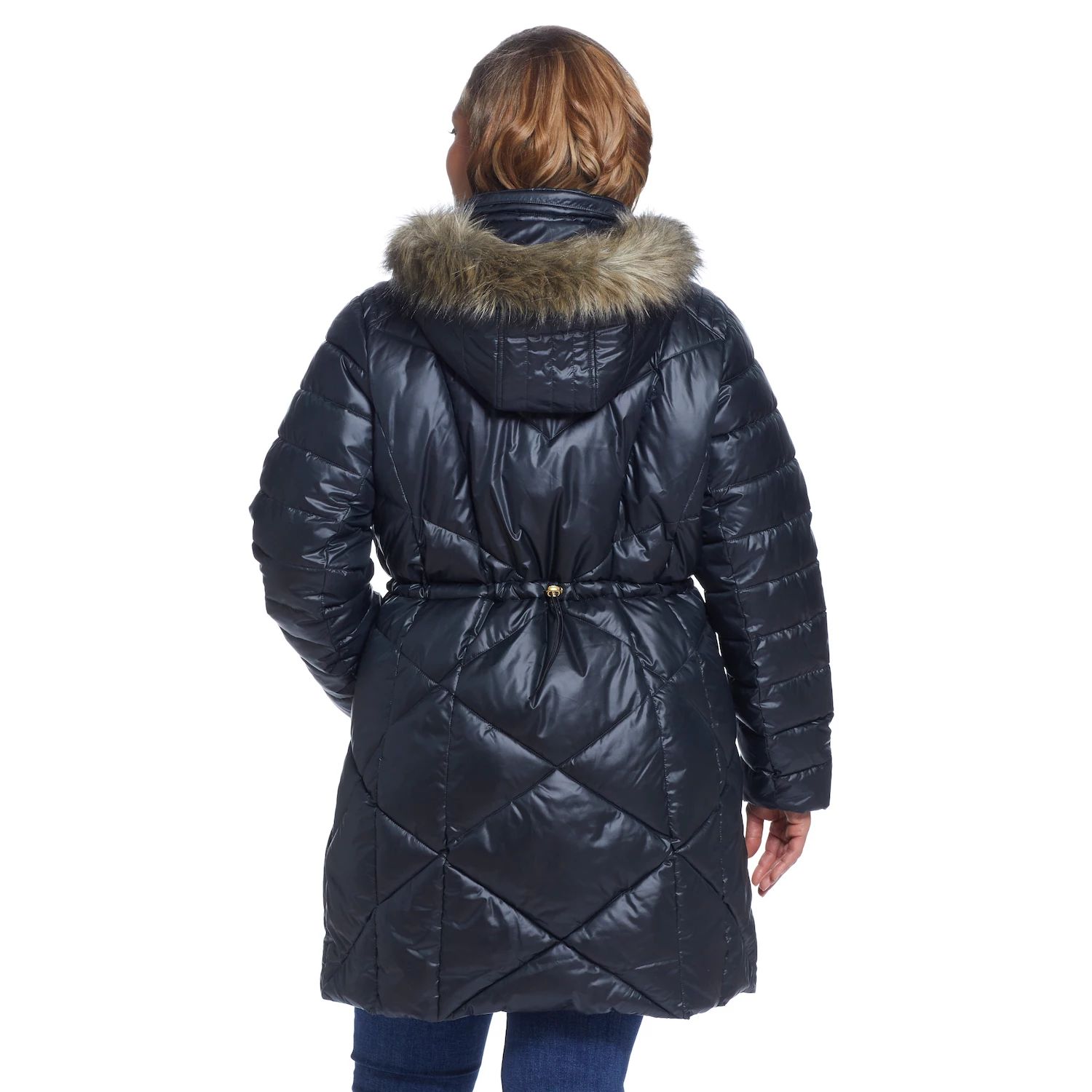 цена Стеганое пальто-пуховик с капюшоном из искусственного меха Weathercast больших размеров Weathercast
