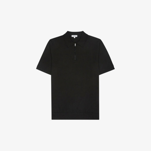 цена Рубашка-поло Maxwell из мериносовой шерсти на молнии Reiss, черный
