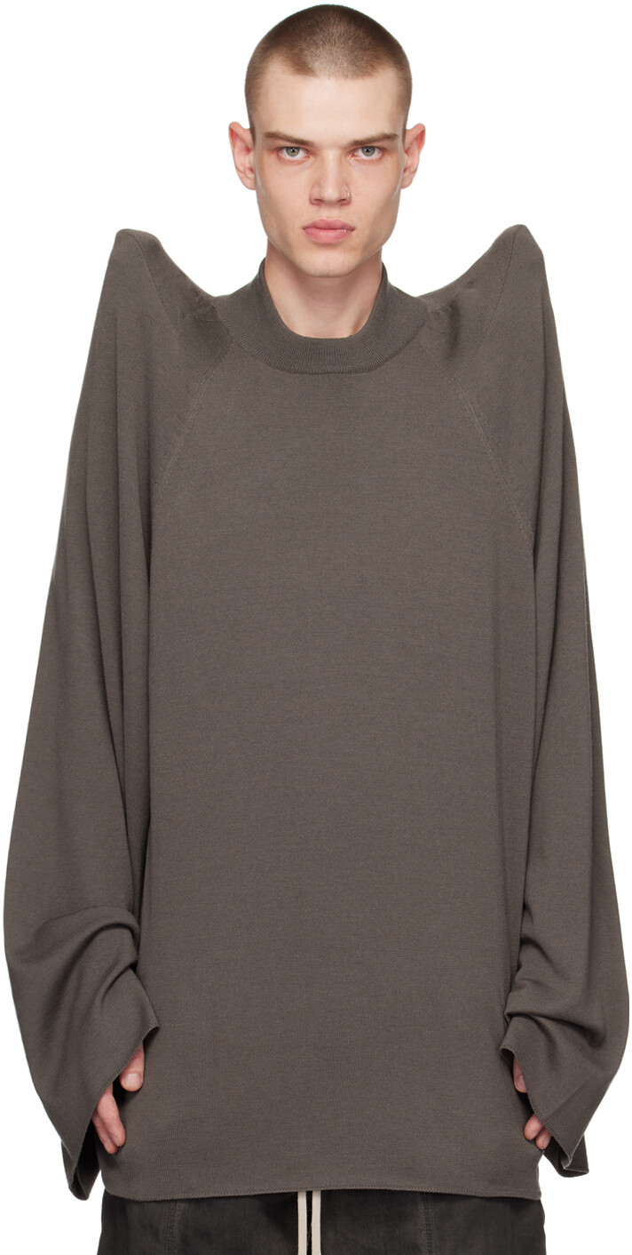 

Серый свитер в технике тек Rick Owens