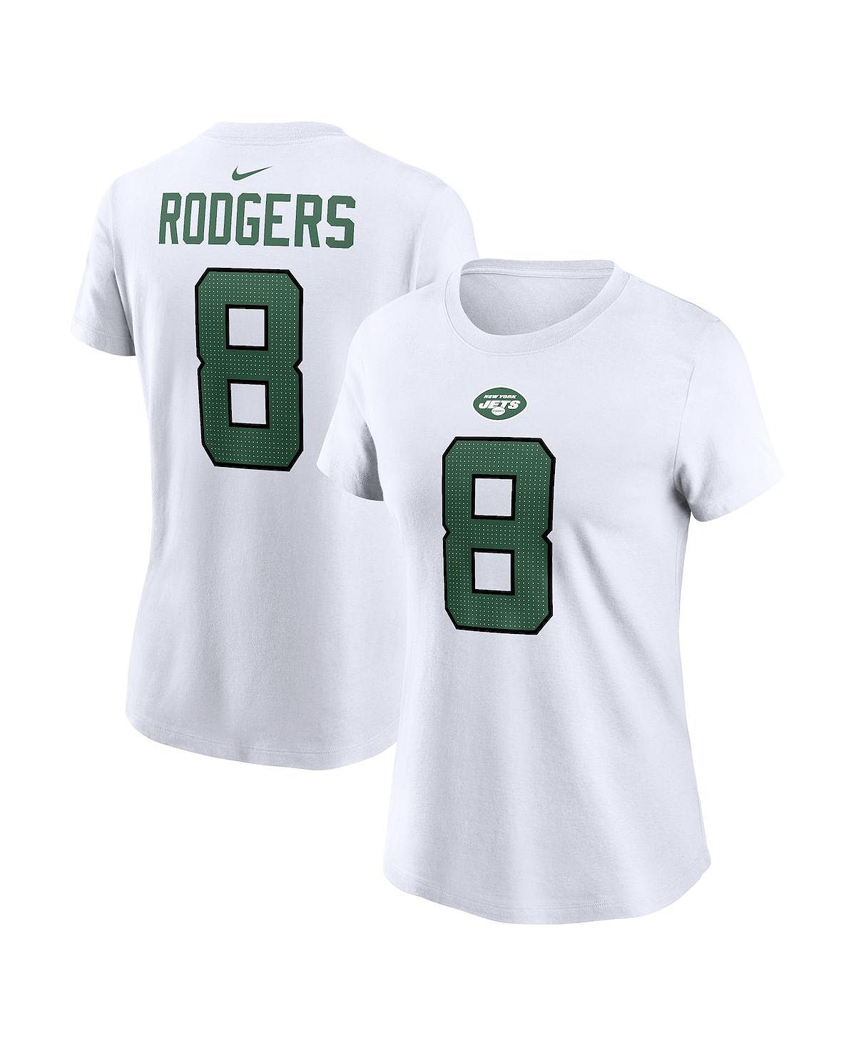 Женская белая футболка Aaron Rodgers New York Jets с именем и номером игрока Nike, белый