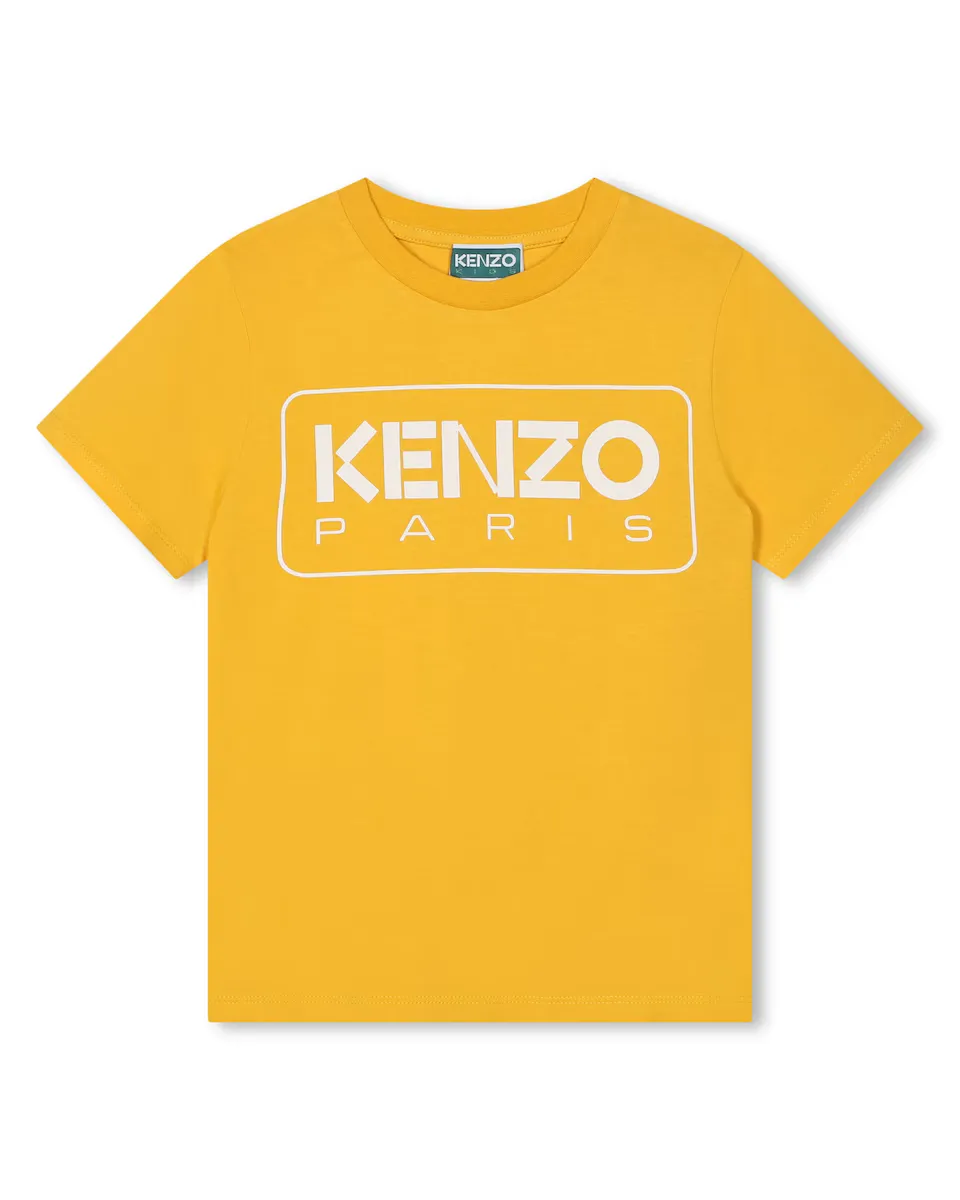 

Детская футболка из 100% хлопка с логотипом спереди Kenzo Kids, желтый