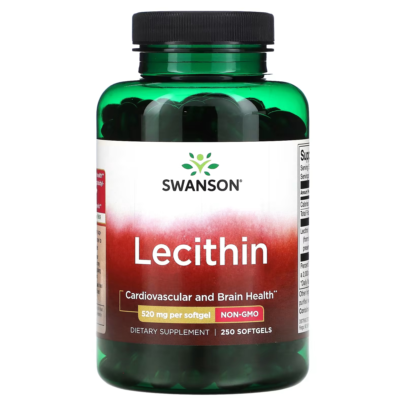 Лецитин Swanson 520 мг, 250 мягких таблеток kal лецитин 1200 мг 50 мягких таблеток