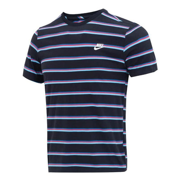 Футболка Nike Sportswear Striped Short Sleeves 'Blue', черный