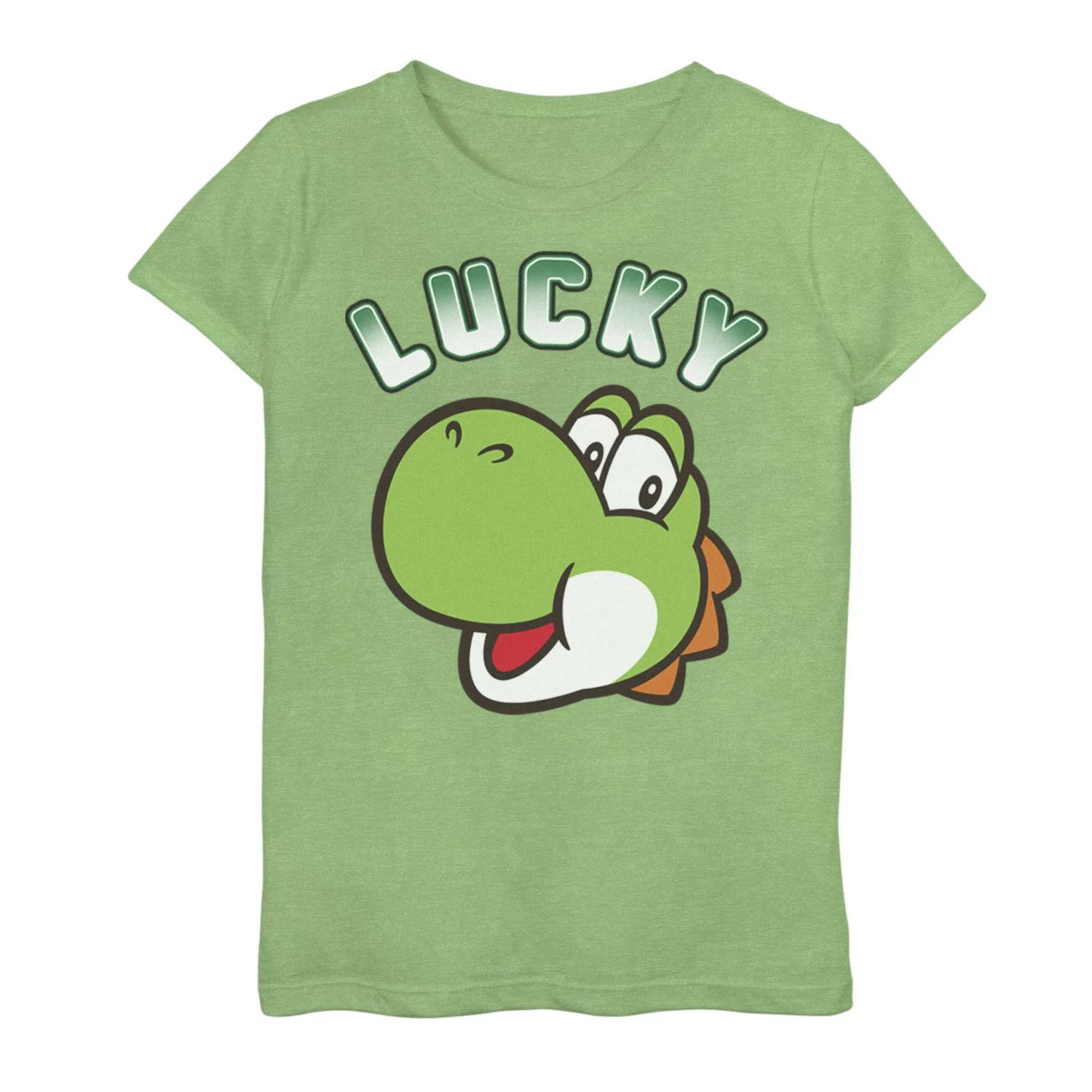 

Футболка Nintendo Super Mario St. Patty's Lucky Yoshi Head Shot для девочек 4–16 лет Licensed Character