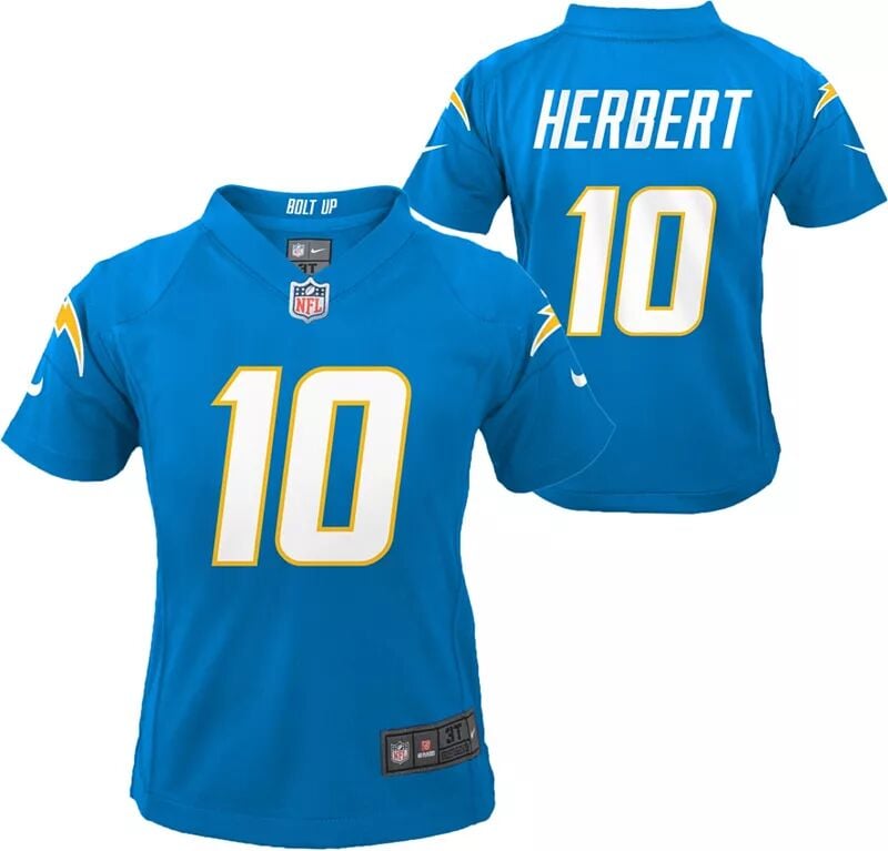 

Синий игровой Джерси Nike Toddler Los Angeles Chargers Justin Herbert #10