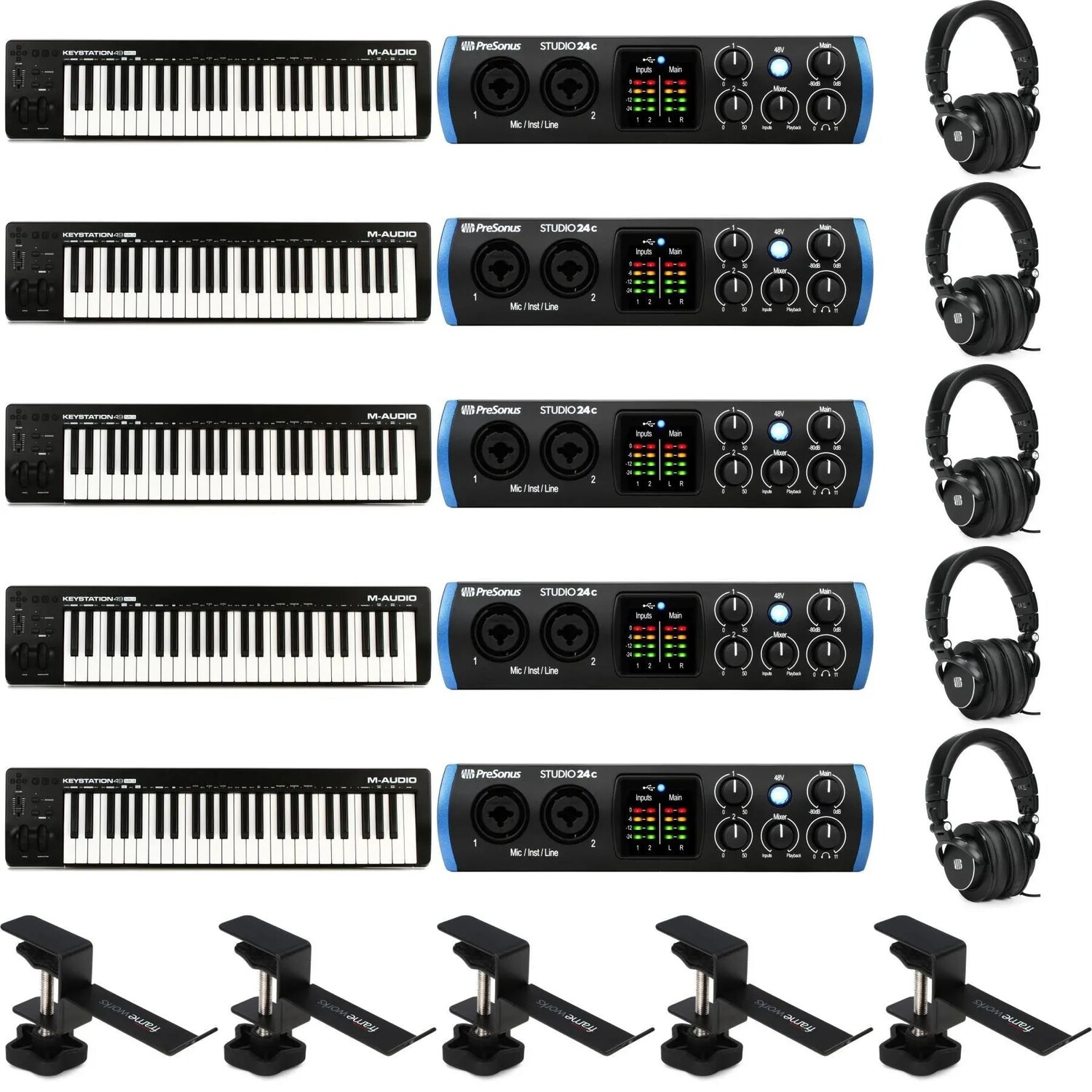 

Контроллер клавиатуры с 49 клавишами M-Audio Keystation 49 MK3 и комплект Presonus Studio 24c Lab