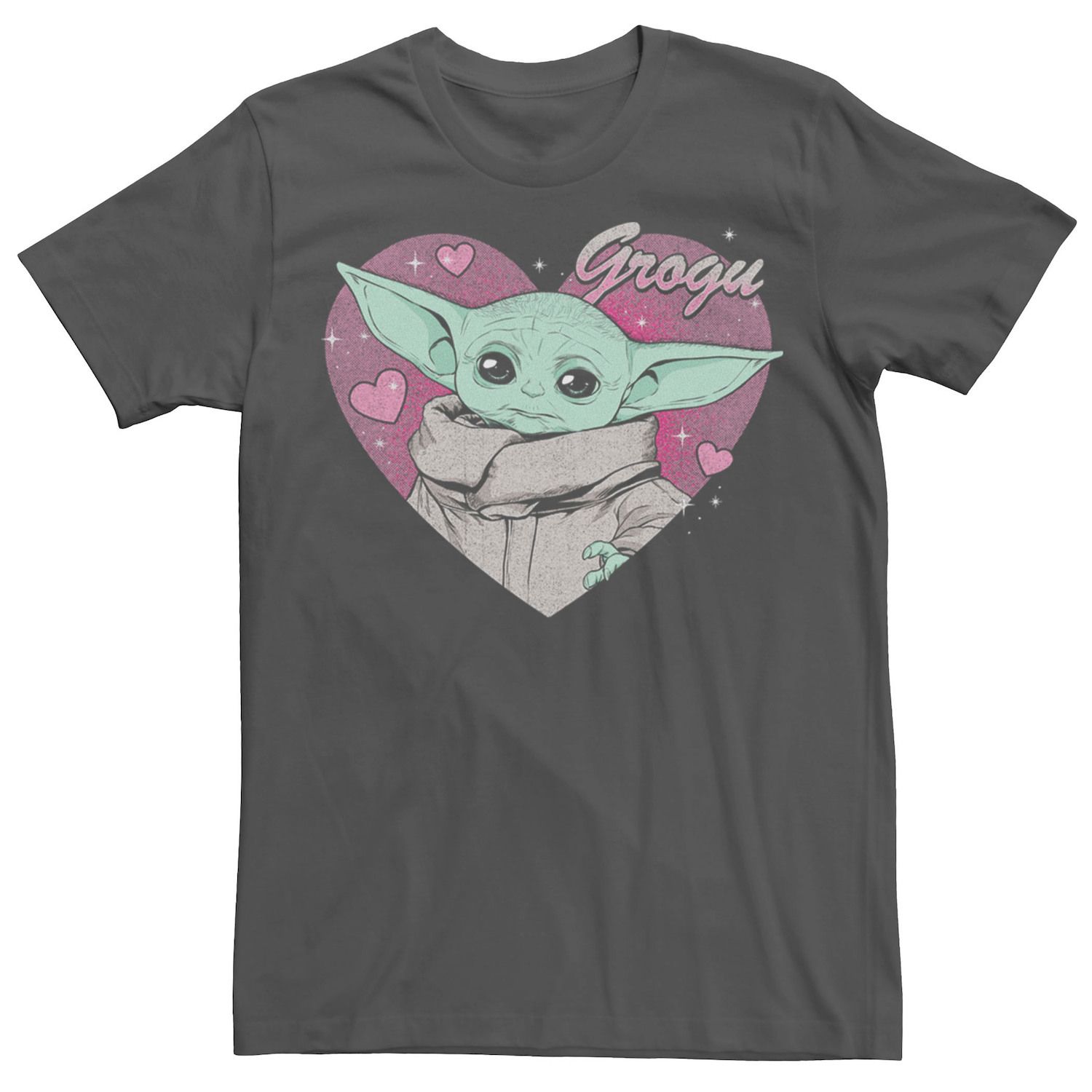 

Мужская футболка Star Wars: The Mandalorian Grogu Pink Hearts ко Дню святого Валентина Licensed Character