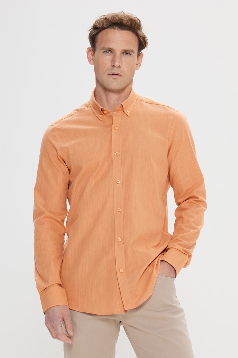 Приталенная рубашка из хлопка Ac&Co, оранжевый