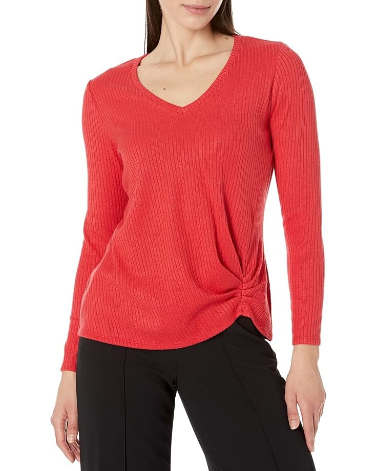 

Свитер NIC+ZOE Cozy Rib Twist Top, красный