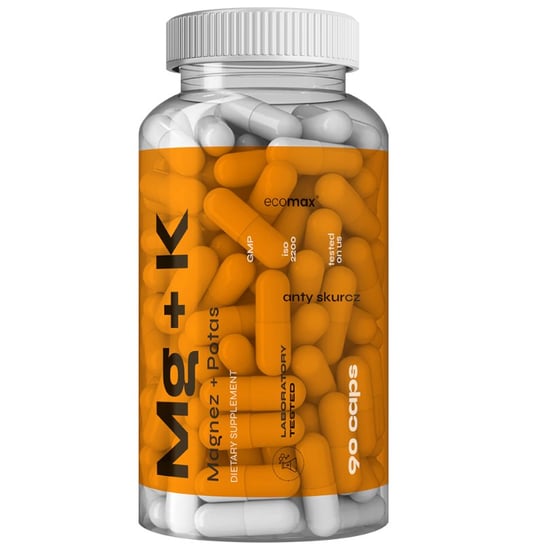 Ecomax, Витамины и минералы, противоспазматическое средство Mg+K, 90 капсул.