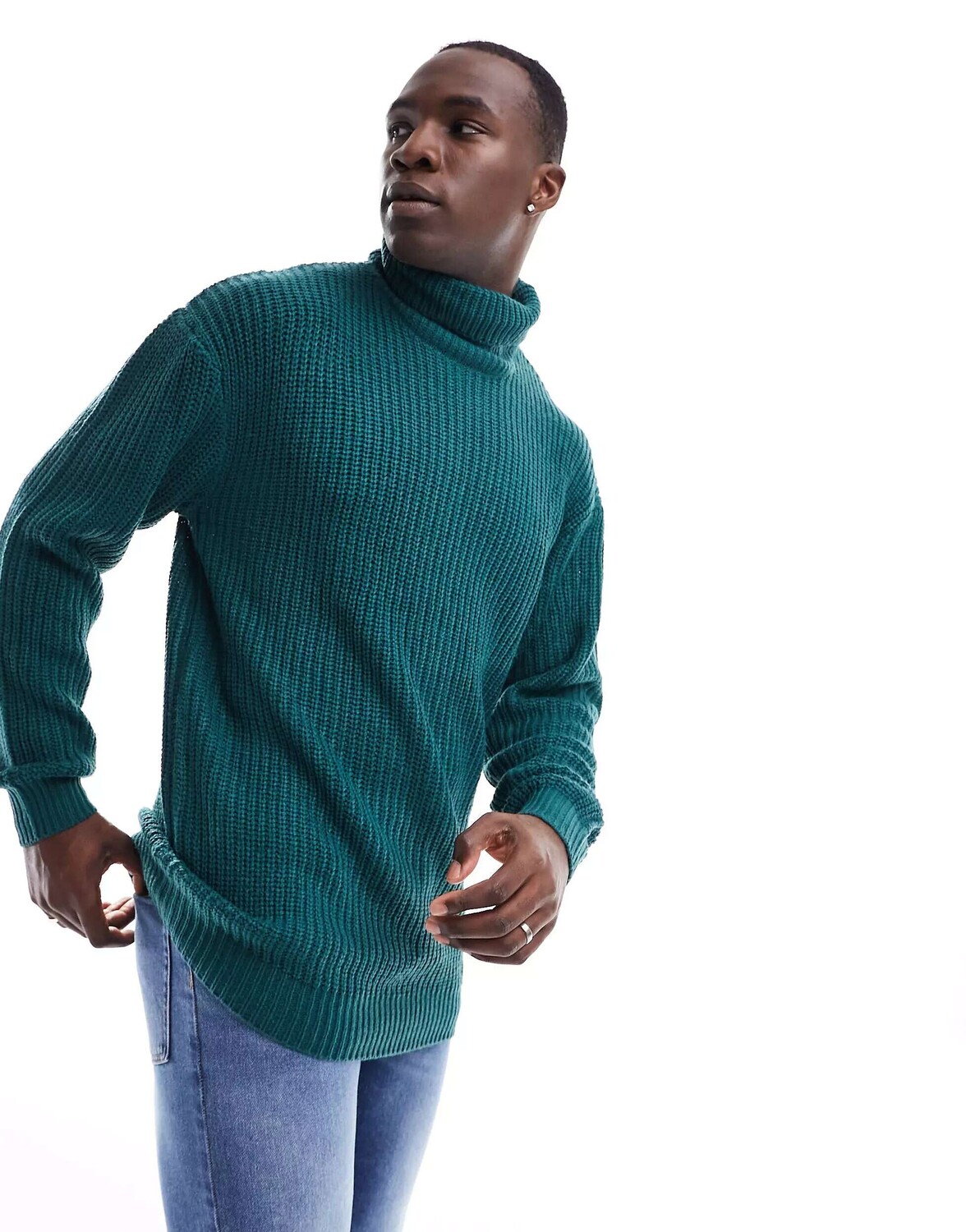

Бирюзовый джемпер оверсайз с высоким воротником и высоким воротником Threadbare Tall, Зеленый