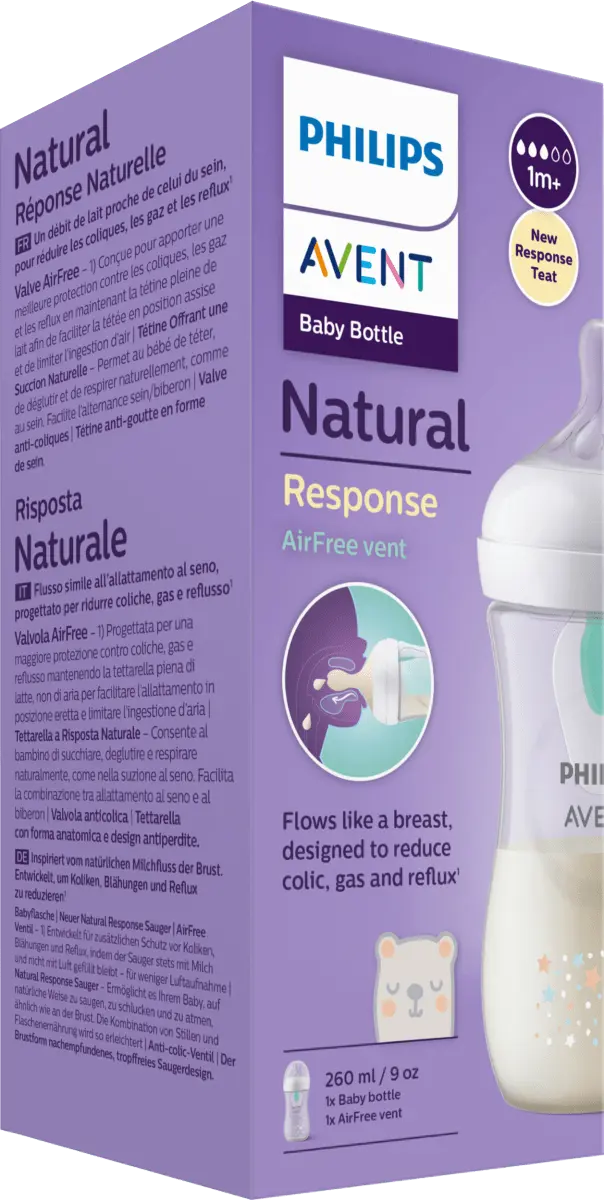 

Детская бутылочка Natural Response белый/мишка с рождения 260мл 1 шт. Philips