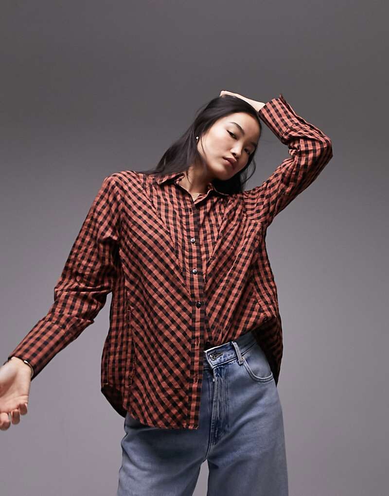 

Рубашка в мелкую клетку Topshop