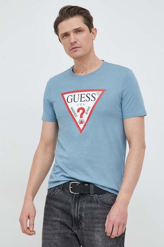 Хлопковая футболка Guess, синий