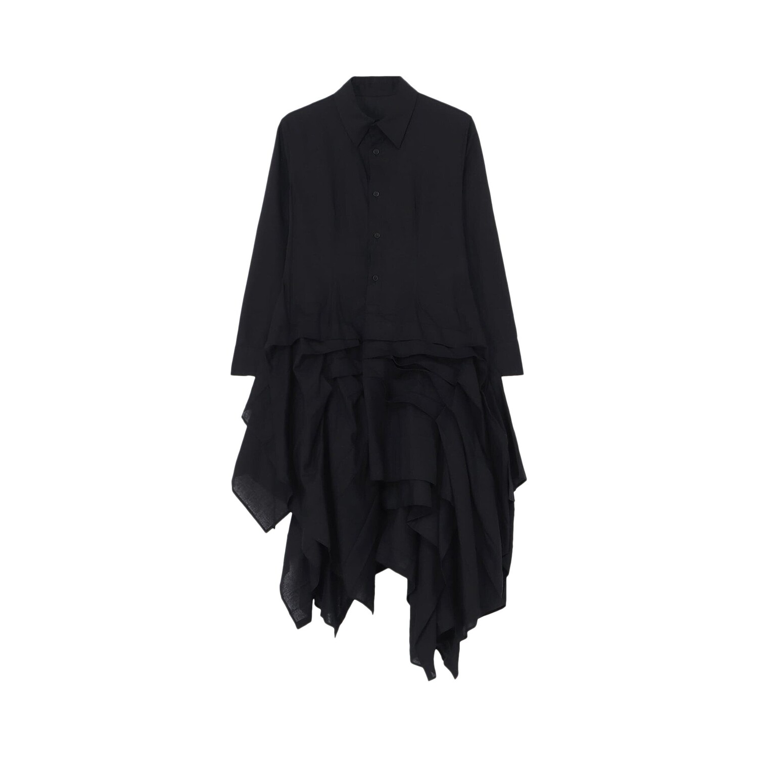 

Yohji Yamamoto Платье с защипами по краю, Черное