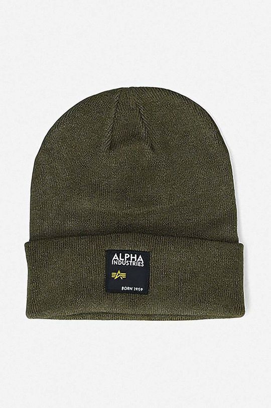 шапка бини alpha industries размер uni зеленый Шапка-бини с лейблом Alpha Industries, зеленый