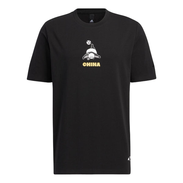 Футболка Men's adidas Cartoon Panda Printing Round Neck Casual Short Sleeve Black T-Shirt, мультиколор