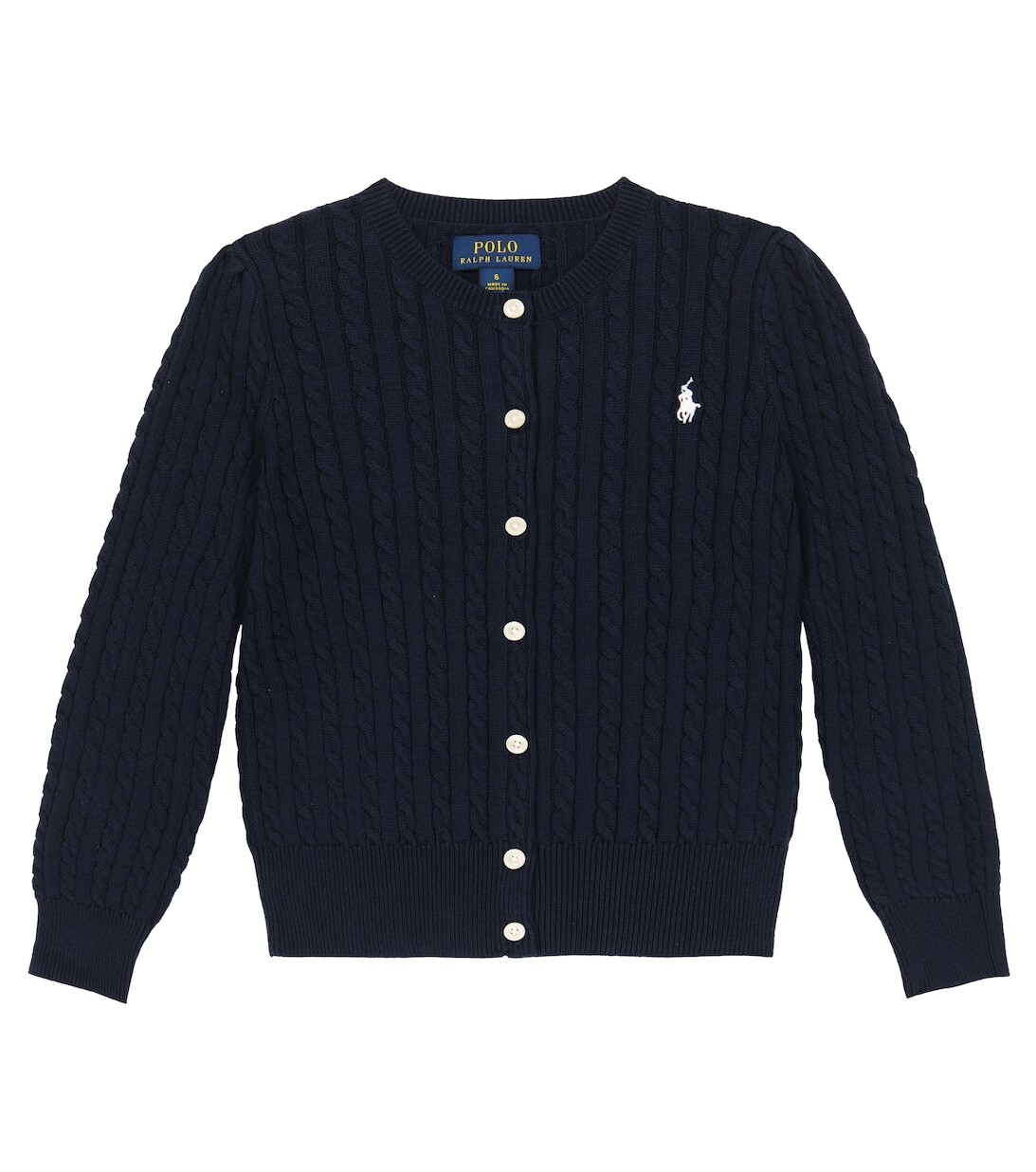 

Хлопковый кардиган вязки косами Polo Ralph Lauren, синий