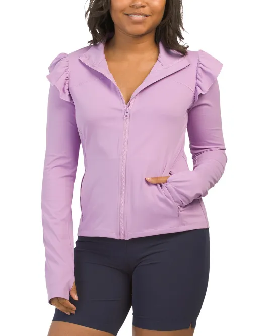 

Однотонная куртка с рюшами Upf Flyer Sage, цвет Sheer Lilac