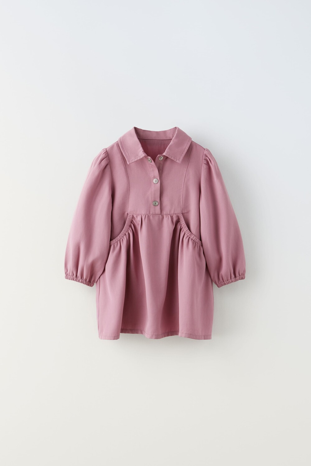 

Платье-рубашка со складками Zara, розовый