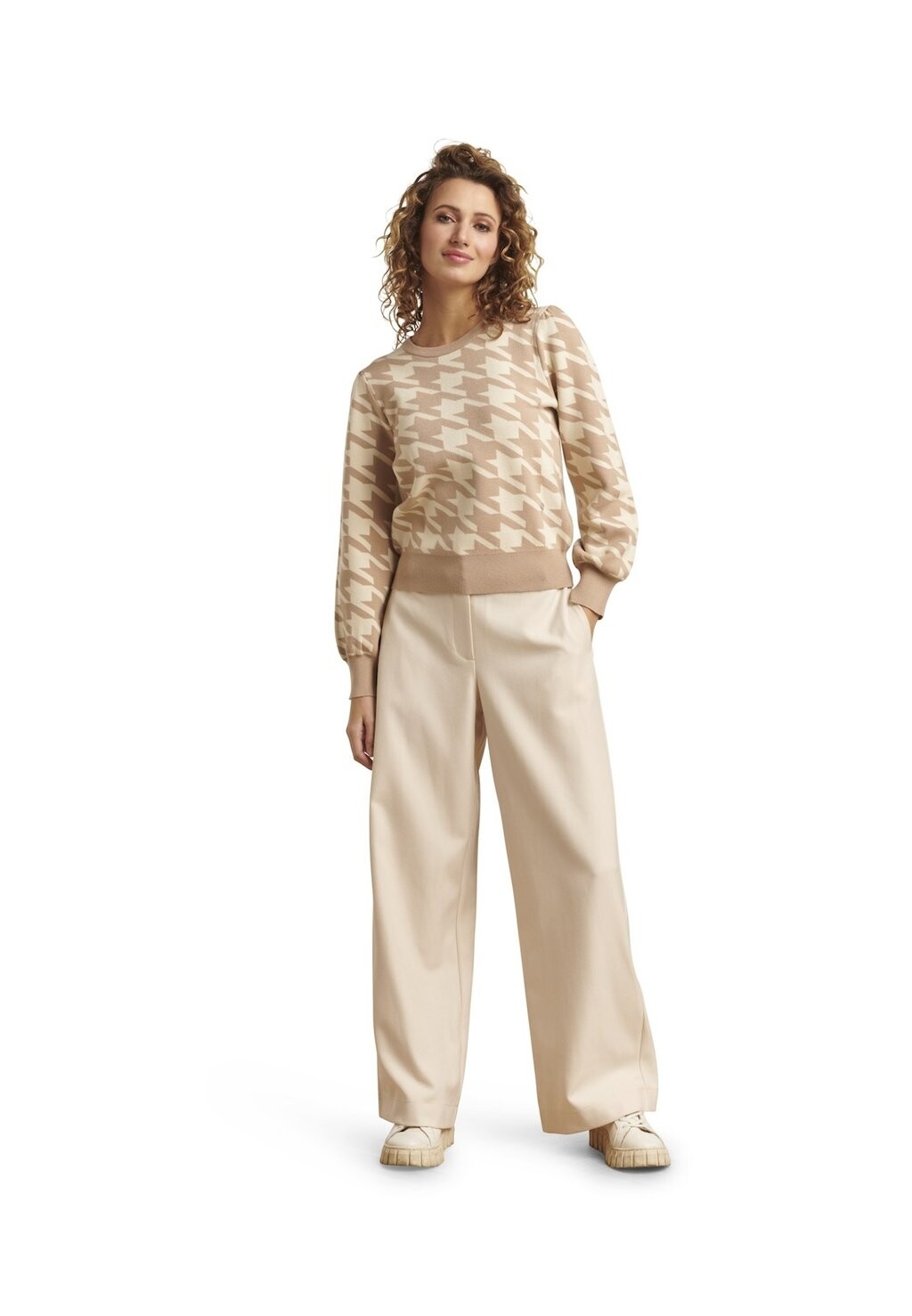 

Вязаный свитер RETRO PIED-DE-POULE Smashed Lemon, цвет sand offwhite