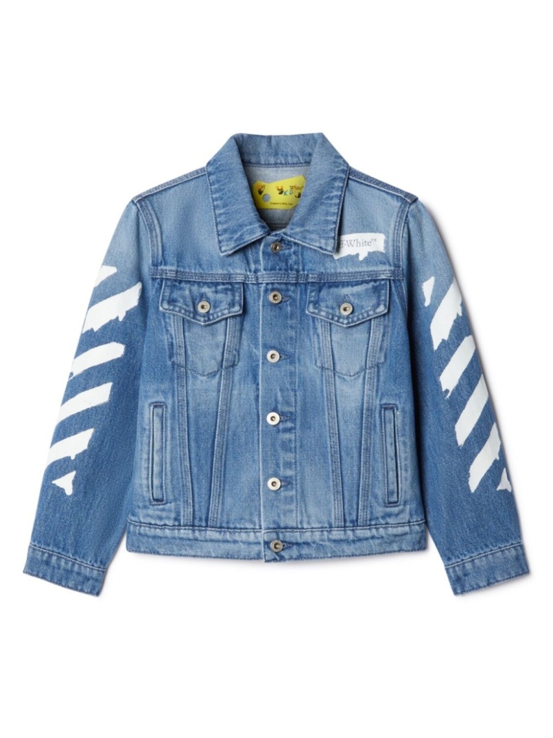 

Off-White Kids джинсовая куртка с графичным принтом, синий