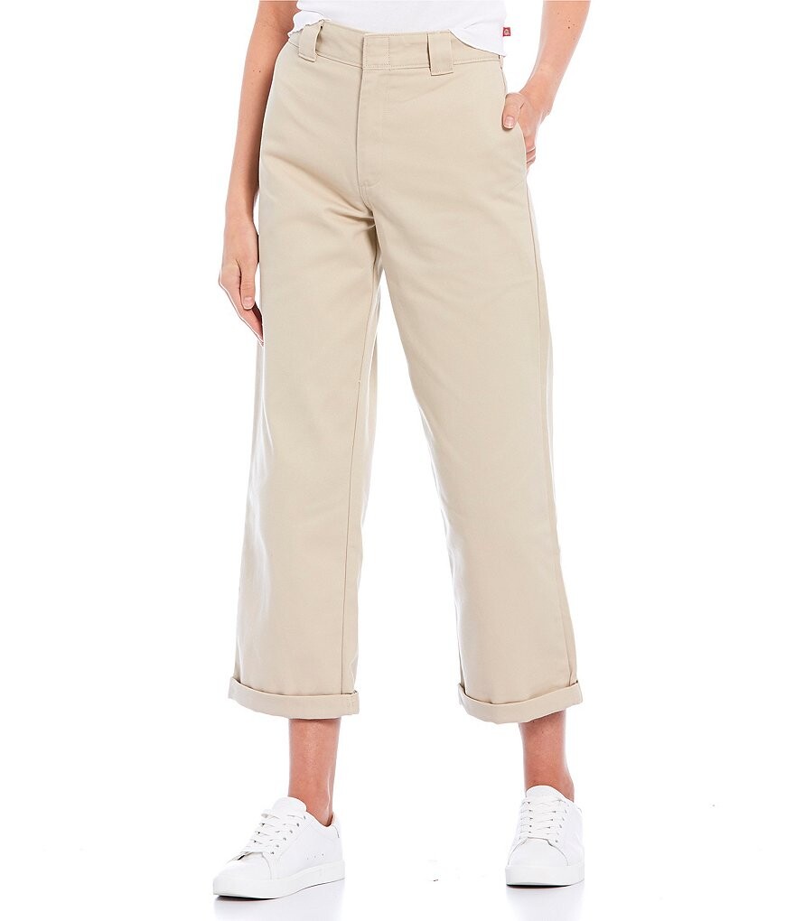 

Укороченные рабочие брюки Dickies с высокой посадкой и закатанным краем, бежевый