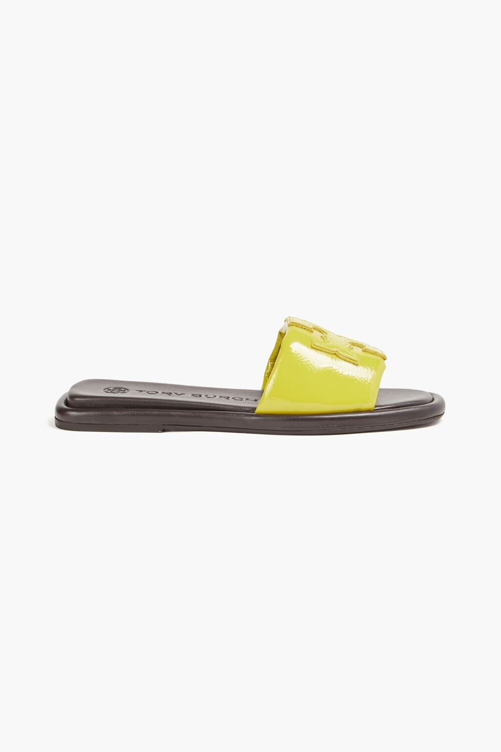 

Шлепанцы из глянцевой кожи с аппликациями Tory Burch, зеленый лайм