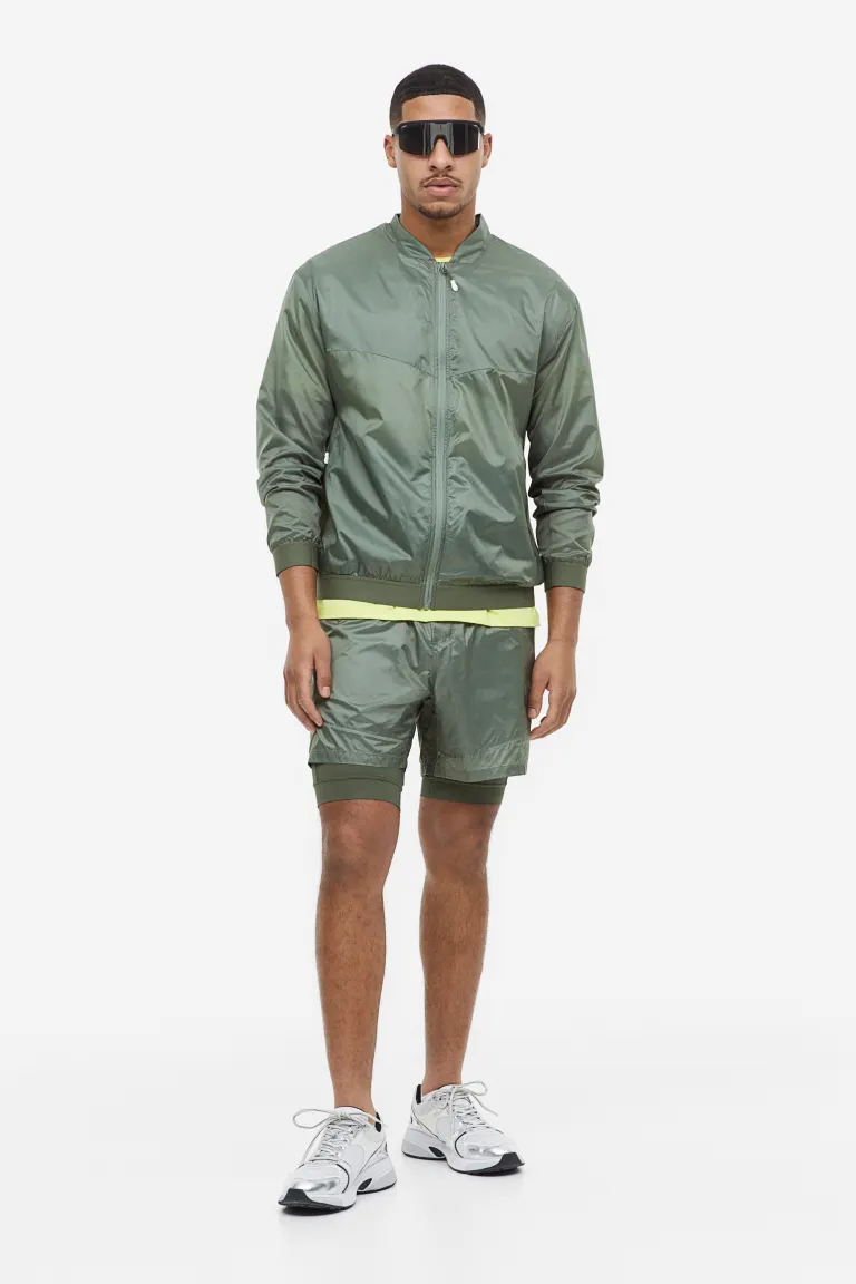 Легкая беговая куртка H&M, зеленый пушистая легкая куртка h