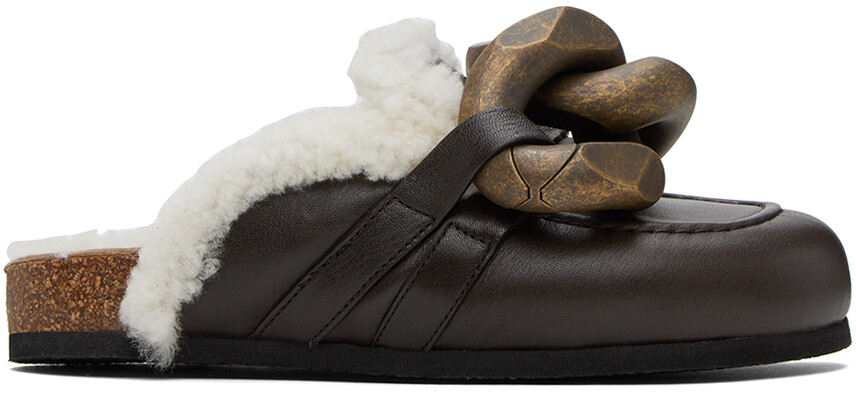

Коричневые мюли из овчины с цепочкой JW Anderson