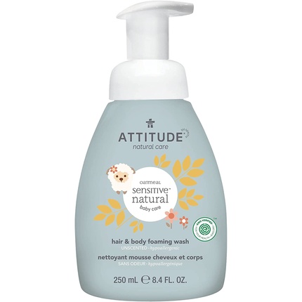 Attitude Sensitive Skin Baby Натуральная пенка для мытья волос и тела, Attititude