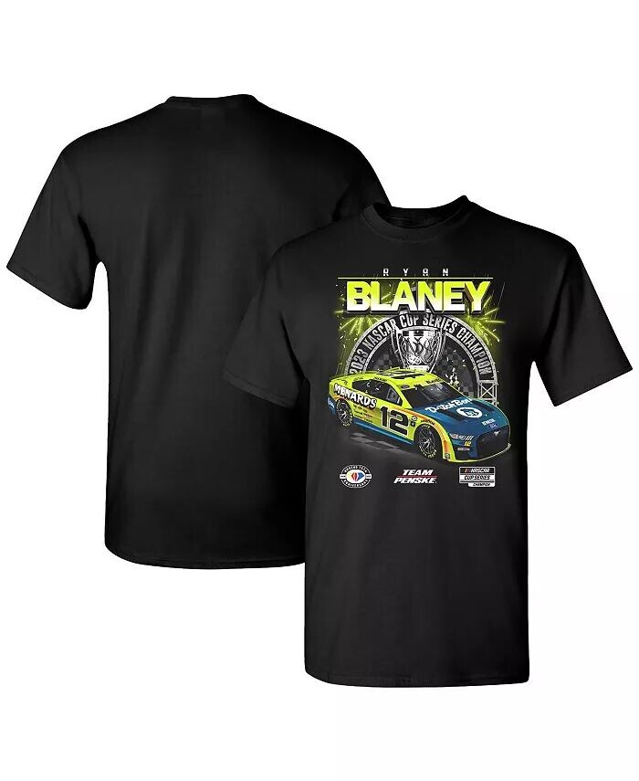 

Мужская черная официальная футболка чемпиона серии Кубка NASCAR Ryan Blaney 2023 Team Penske, черный