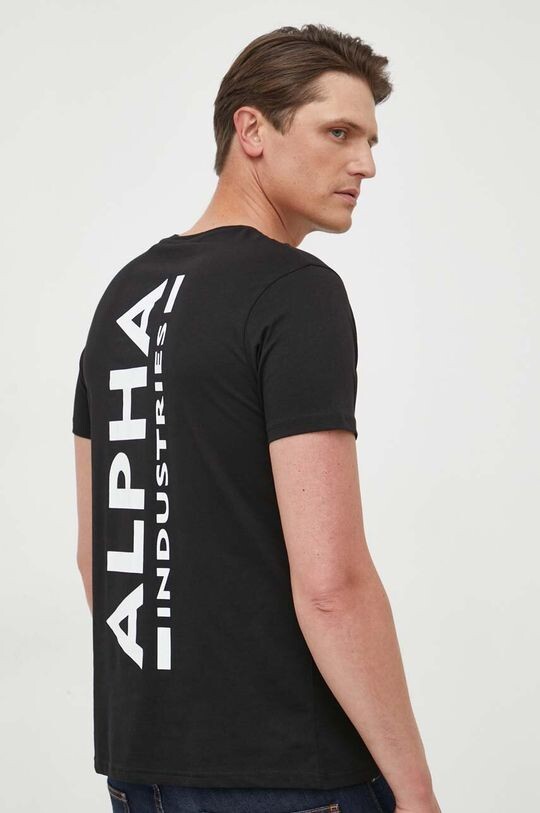 

Хлопковая футболка с принтом на спине Alpha Industries, черный
