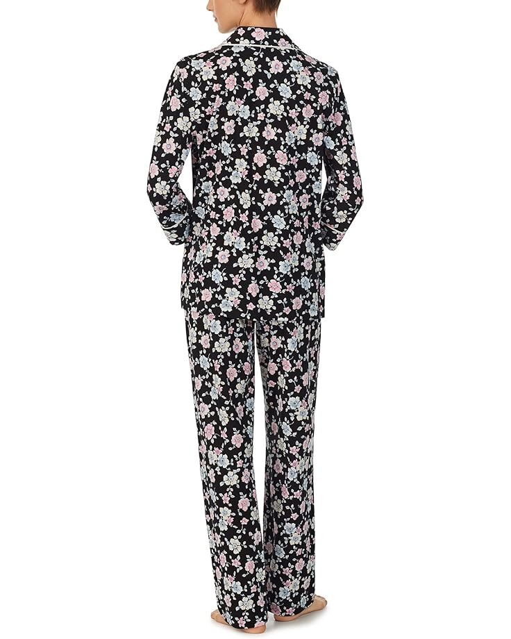 

Пижамный комплект LAUREN Ralph Lauren 3/4 Sleeve Notch Collar Long PJ Set, цвет Black Floral