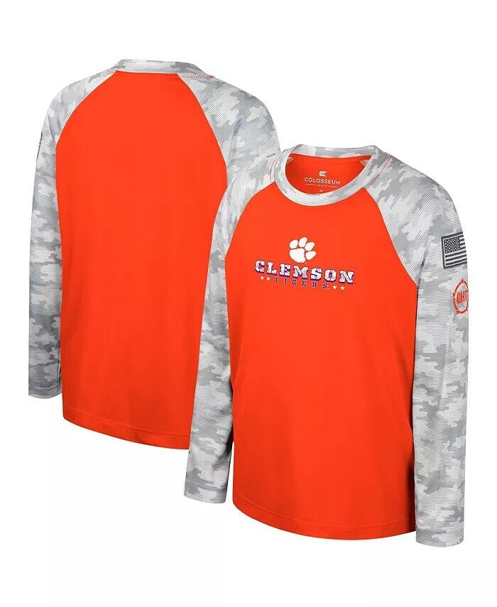 

Оранжевая, камуфляжная футболка Big Boys Clemson Tigers OHT в военном стиле с надписью Dark Star Raglan с длинными рукавами Colosseum, оранжевый