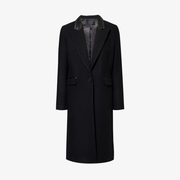 Однобортное пальто из смесовой шерсти с заклепками Ikks, черный