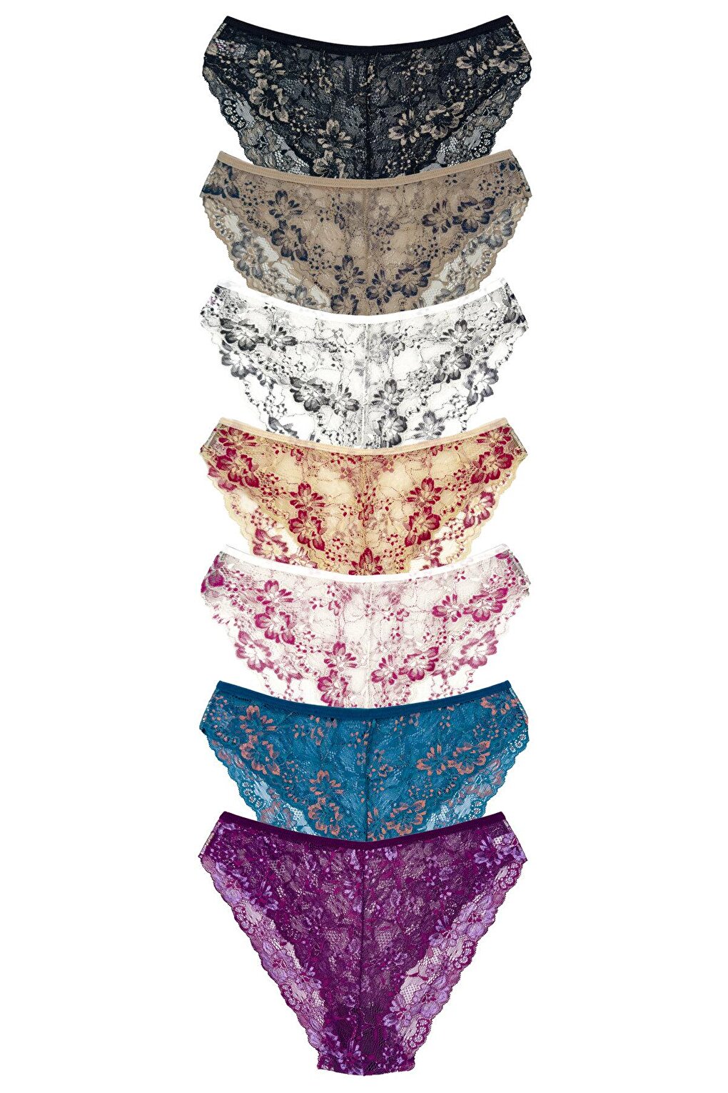 Двойные цветные кружевные женские трусики с высокой талией, 7 предметов HNX, смешанный ассортимент