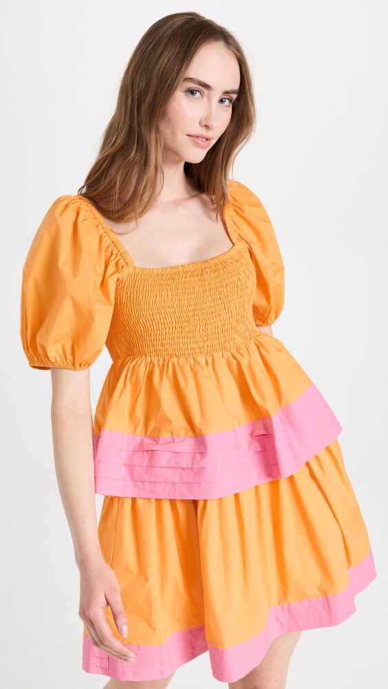 

Платье мини English Factory Colorblock Smocked Tiered