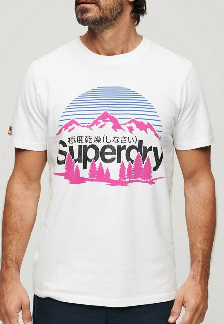 

Футболка с принтом GREAT OUTDOORS GRAPHIC Superdry, цвет optic