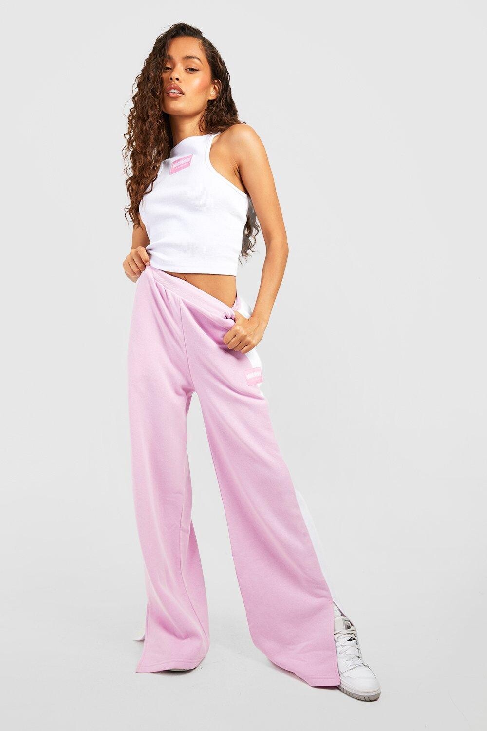 

Джоггеры с разрезным нимом color block Boohoo, сиреневый
