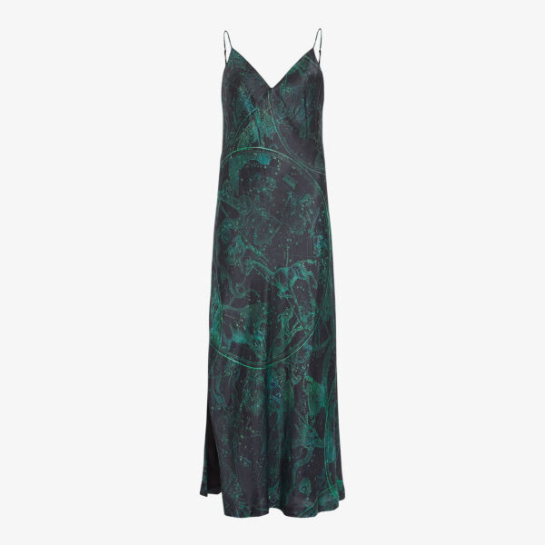 

Платье миди Melody Ziggy с графичным принтом Allsaints, зеленый