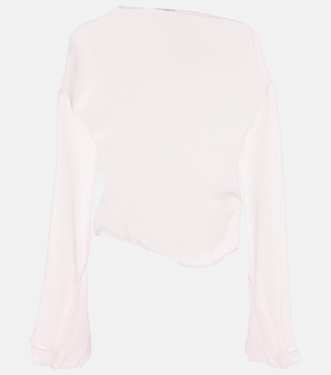 

Асимметричная прозрачная драпированная блузка Jw Anderson, цвет pale pink