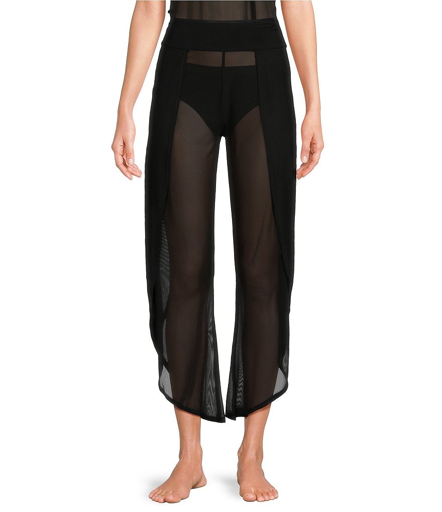 JALA Bhakti Ультрамягкие сетчатые брюки с широкими штанинами и асимметричным подолом, черный