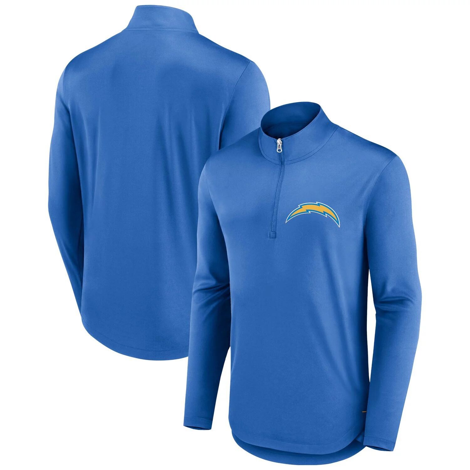 

Мужская брендовая пудрово-синяя футболка Los Angeles Chargers Tough Minded с молнией четверть Fanatics