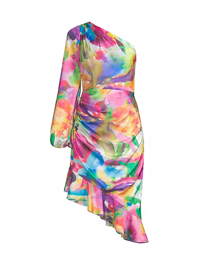 Асимметричное коктейльное платье акварельного цвета Liv Foster, мультиколор