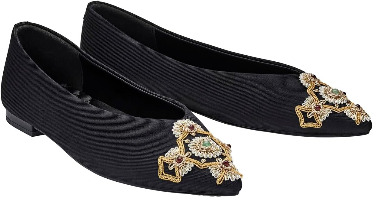 

Балетки Goldfinch Silk Flat Birdies, цвет Onyx Guilded Silk