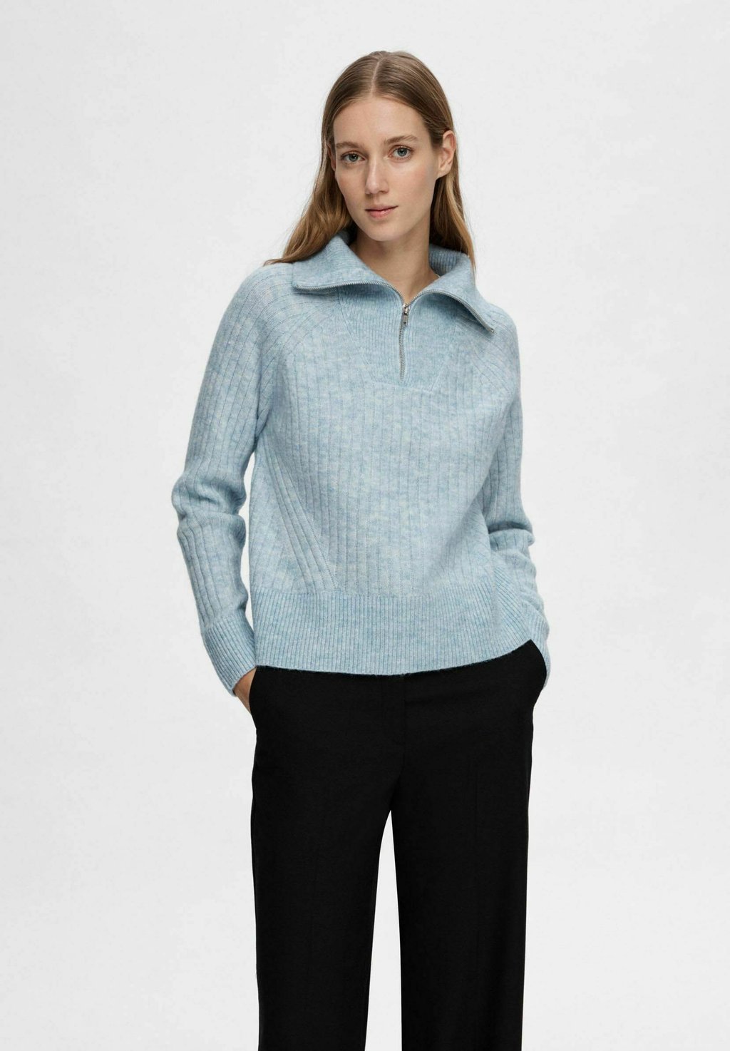 Вязаный свитер HALF-ZIP Selected Femme, цвет cashmere blue