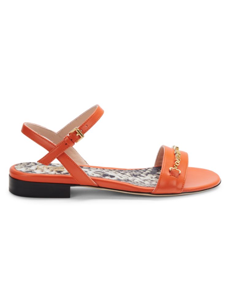 комбинезон женский class roberto cavalli Кожаные сандалии на плоской подошве Cavalli Class By Roberto Cavalli, оранжевый