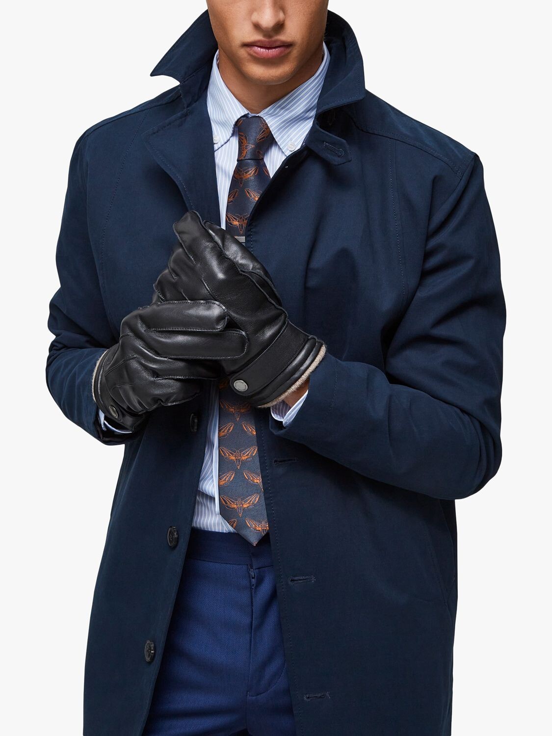 

Кожаные перчатки SELECTED HOMME, черный